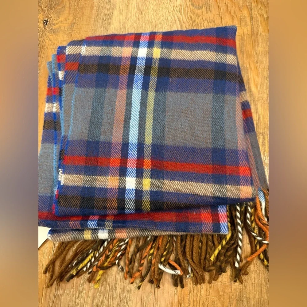 Italian Plaid Scarf with Fringe Fisherman New England Fall